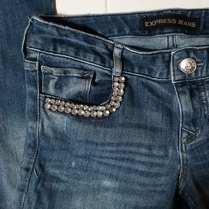 Express Rhinestone Denim Leggings